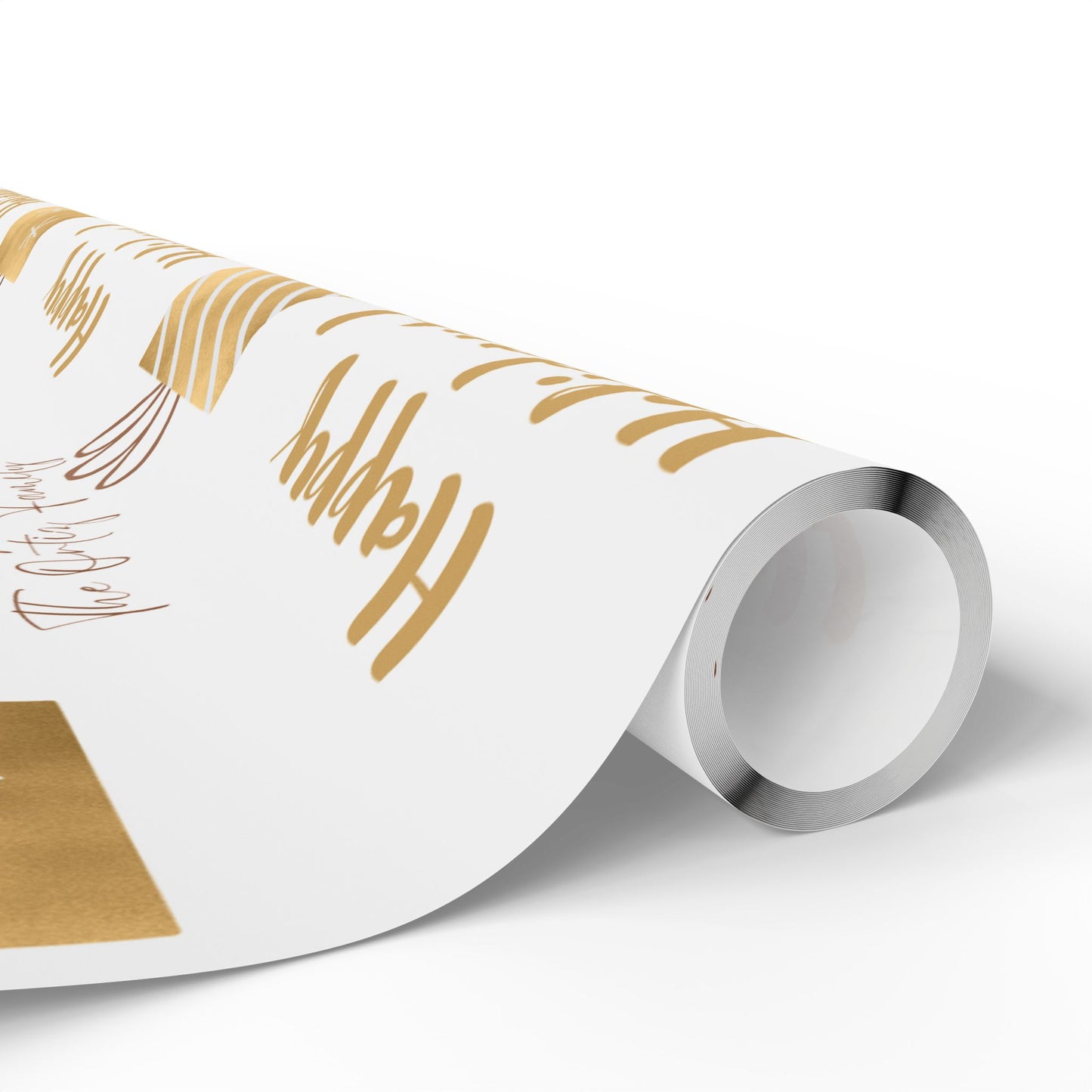 Holiday Gift Wrap — 'Happy Holidays! Custom From:' Gold Present Pattern Wrapping Paper