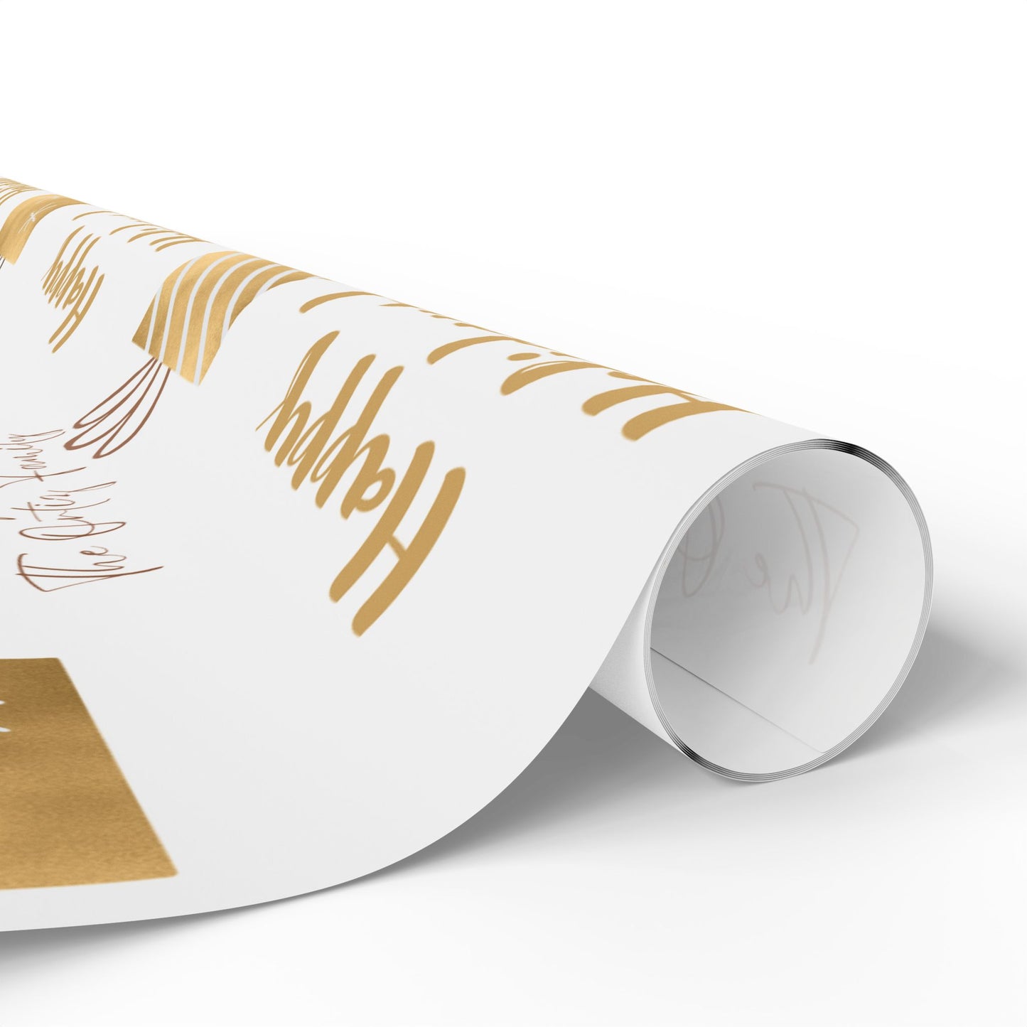 Holiday Gift Wrap — 'Happy Holidays! Custom From:' Gold Present Pattern Wrapping Paper