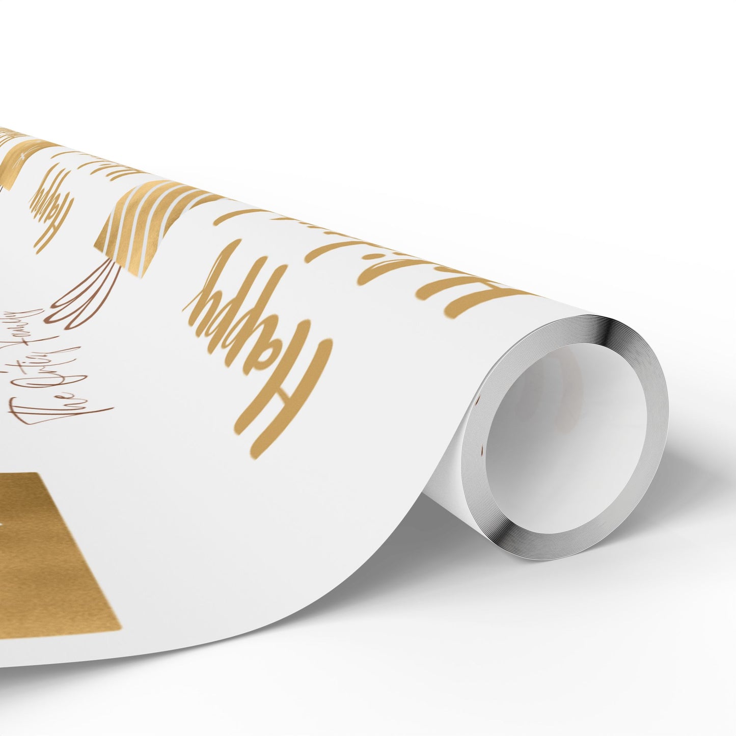 Holiday Gift Wrap — 'Happy Holidays! Custom From:' Gold Present Pattern Wrapping Paper