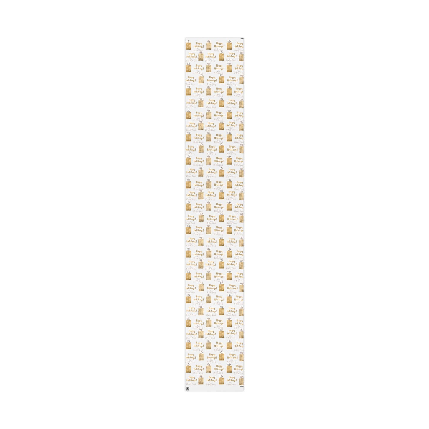 Holiday Gift Wrap — 'Happy Holidays! Custom From:' Gold Present Pattern Wrapping Paper