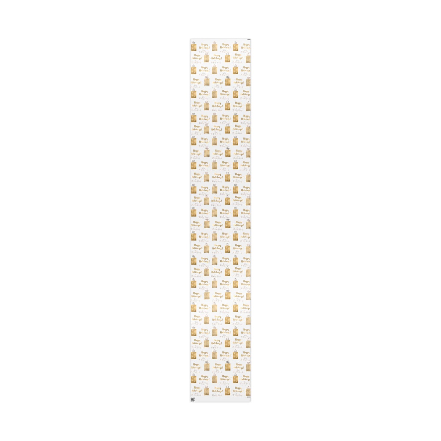 Holiday Gift Wrap — 'Happy Holidays! Custom From:' Gold Present Pattern Wrapping Paper